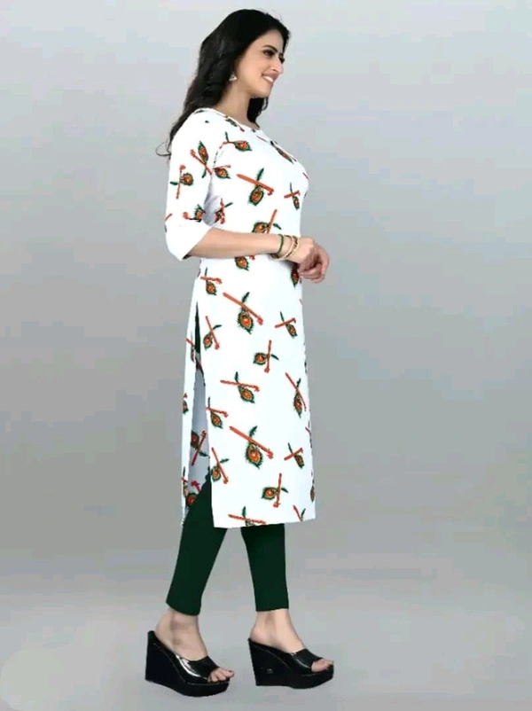Olive Crepe Printed Kurtas For Women Good 0.3 - S
