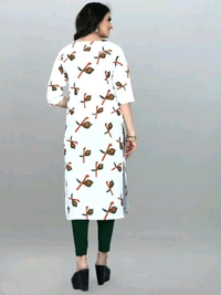 Olive Crepe Printed Kurtas For Women Good 0.3 - S