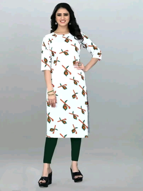 Olive Crepe Printed Kurtas For Women Good 0.3 - L