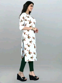 Olive Crepe Printed Kurtas For Women Good 0.3 - L