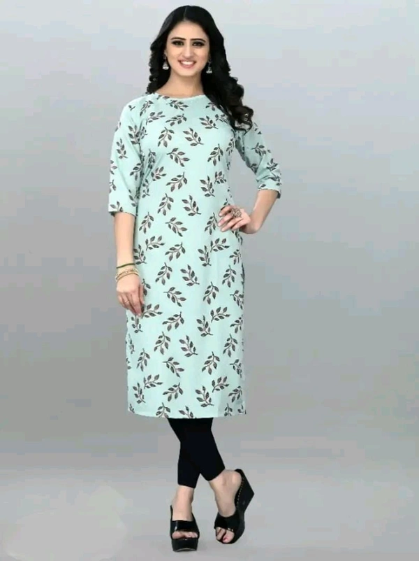 Olive Crepe Printed Kurtas For Women Good 0.4 - S