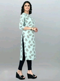Olive Crepe Printed Kurtas For Women Good 0.4 - S