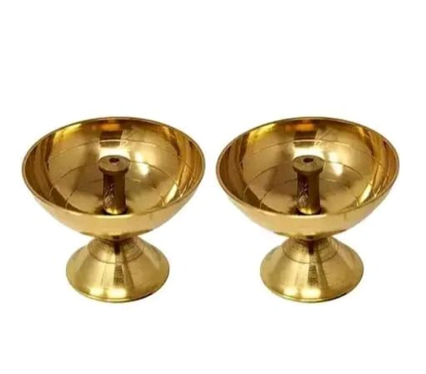 HOLYMONT99 Pure Brass Puja Diya Pack Of 2  - Large
