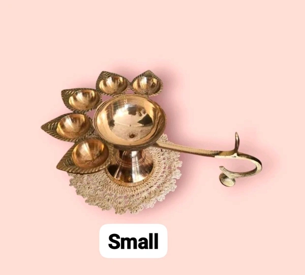 HOLYMONT99 Pure Brass Panchamukhi Diya  - Large