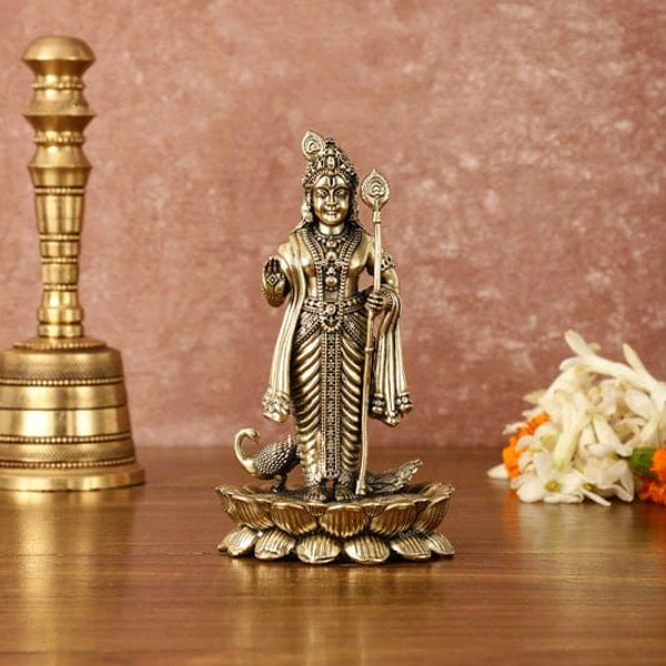 HOLYMONT99 Pure Brass Morugan Kartikeya Murti All Size Available  - Small