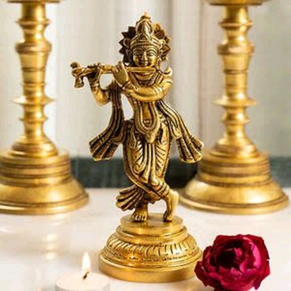 HOLYMONT99 Pure Brass Krishna Murti All Size Available  - Medium