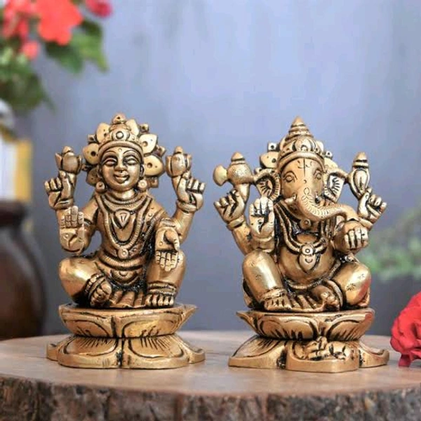 HOLYMONT99 Pure Brass Laxmi Ganesh Murti All Size Available  - Medium