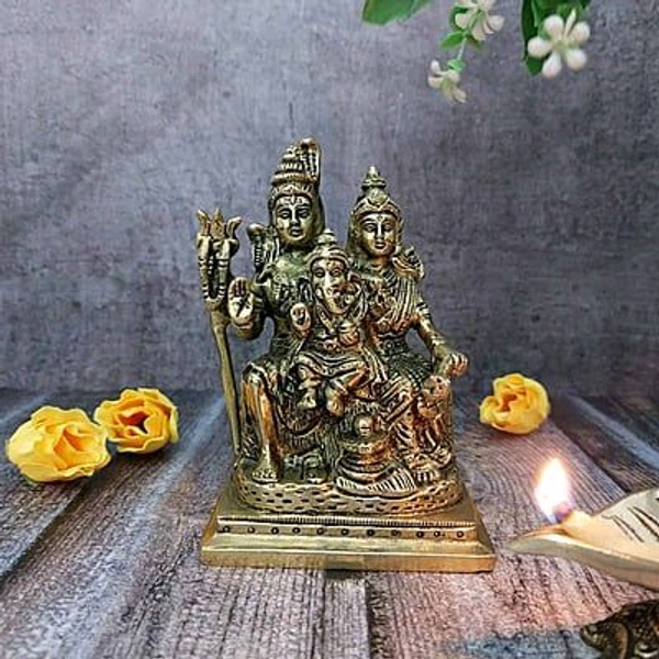 HOLYMONT99 Pure Brass Sankar Parvati Ganesh Murti All Size Available  - Small