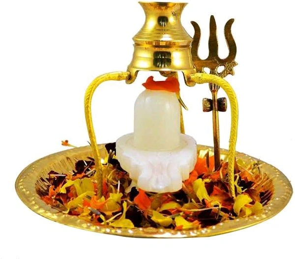 HOLYMONT99 Pure White Marble Shivling Complete Set All Size Available  - Small