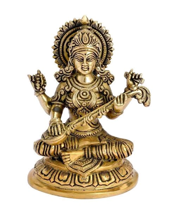 HOLYMONT99 Pure Brass Sarswati Ji Murti.... - Medium