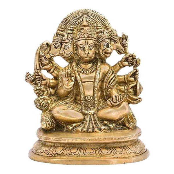 HOLYMONT99 Pure Brass Panchmukhi Hanuman Ji Murti - Large