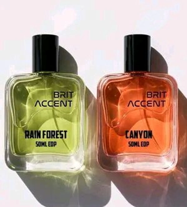 BRIT ACCENT Combo Pack Of 2|Rain-Forest-Canyon|Parfum|Long-Lasting|Specially Currated| Eau de Toilette - 100 ml (For Men & Women)