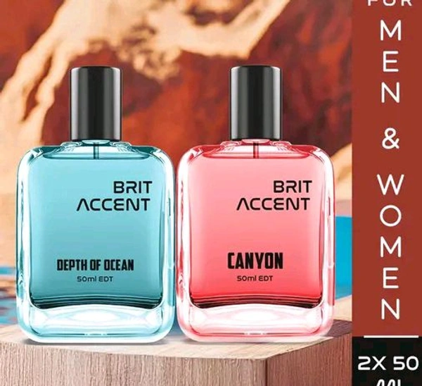 BRIT ACCENT Combo Pack Of 2|Depth Of Ocean-Canyon|Parfum|Long-Lasting|Specially Currated| Eau de Toilette - 100 ml (For Men & Women)