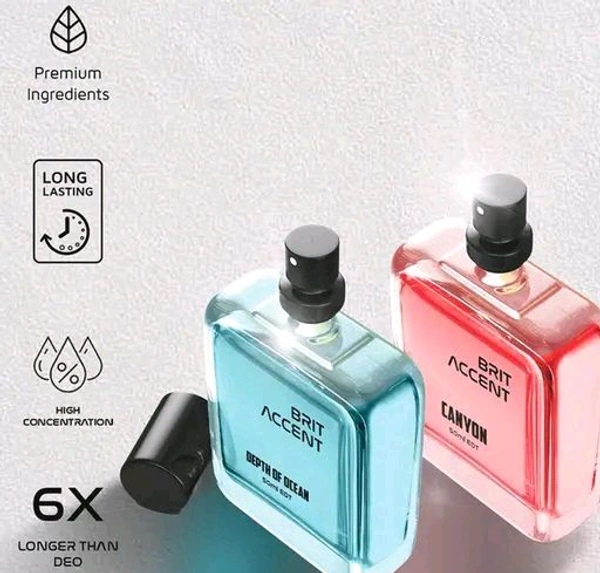 BRIT ACCENT Combo Pack Of 2|Depth Of Ocean-Canyon|Parfum|Long-Lasting|Specially Currated| Eau de Toilette - 100 ml (For Men & Women)