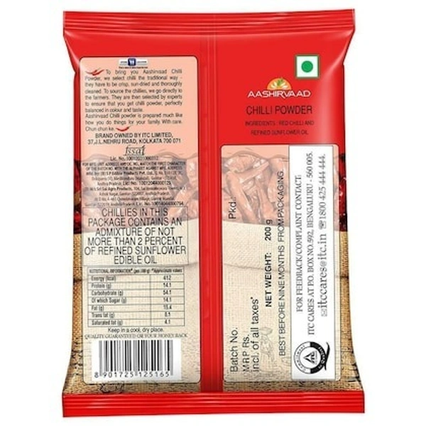 Aashirvaad Chilli Powder, 200g Pack, Red Hot Chilli Powder with No Added Flavours and Colours