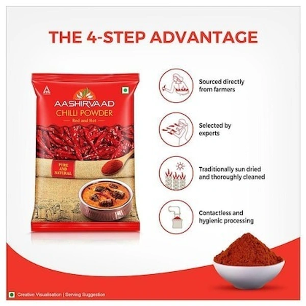 Aashirvaad Chilli Powder, 200g Pack, Red Hot Chilli Powder with No Added Flavours and Colours