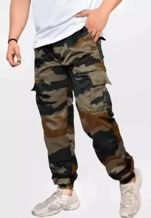 Men's Regular Fit Army Print Cargo Style Casual Trousers Pants Mo - 38
