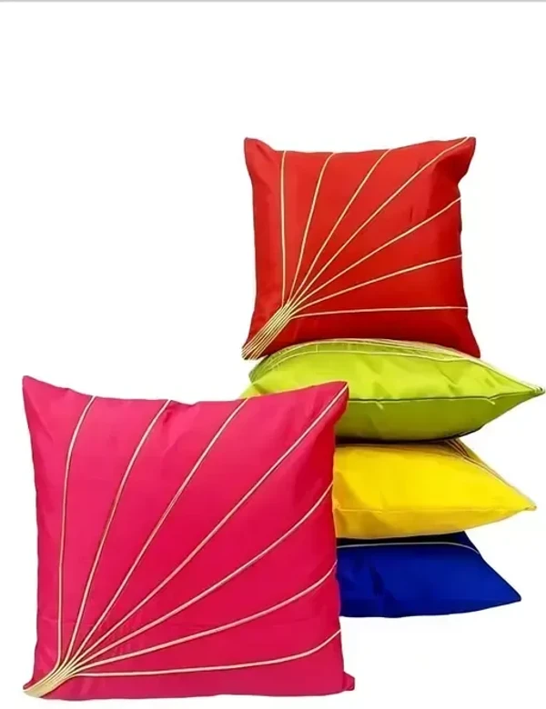 SAMEERACOLLECTIONS multi color jharoo cushion cover Pack of 5 40 cm by 40 cm Mo - Free Size