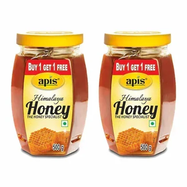 Apis Himalaya Honey, 500g (Buy 1 Get 1 Free) | 100% Pure| No Added Sugar or Adulteration