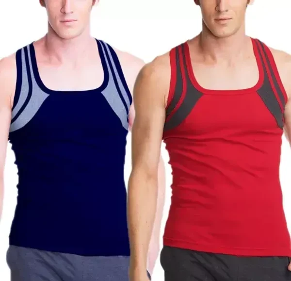 MITOS Premium Cotton Solid Gym Vest for Men (Pack of 2) Mo - XL