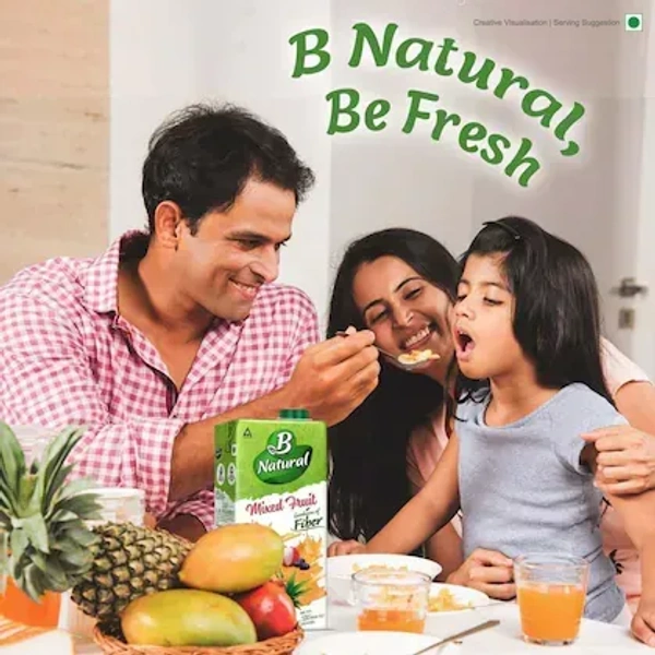 B Natural Mixed Fruit, Goodness of fiber, Rich in Vitamin C & E, Made with 100% Indian Fruit and 0% Concentrate, 1 litre