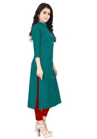 Women Solid Pure Cotton Straight A-line Kurta Mo - L