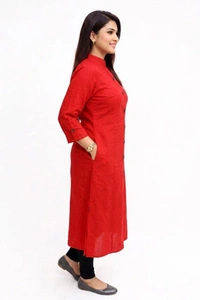 TAD Plain Cotton Slub Straight Dress Kurti for Ladies Girls TAD - XS