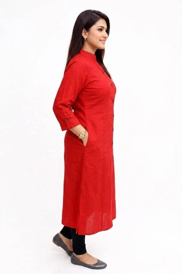 TAD Plain Cotton Slub Straight Dress Kurti for Ladies Girls TAD - XS