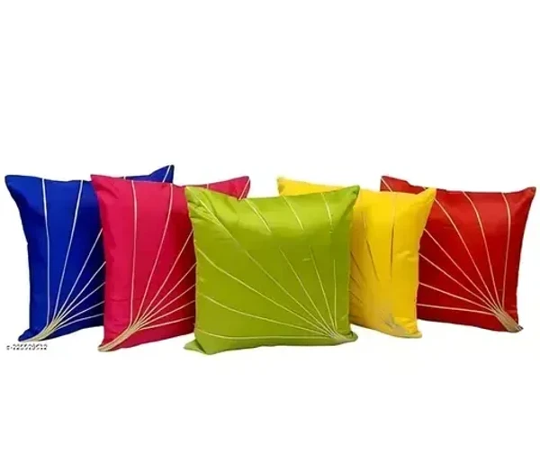 SAMEERACOLLECTIONS multi color jharoo cushion cover Pack of 5 40 cm by 40 cm Mo - Free Size