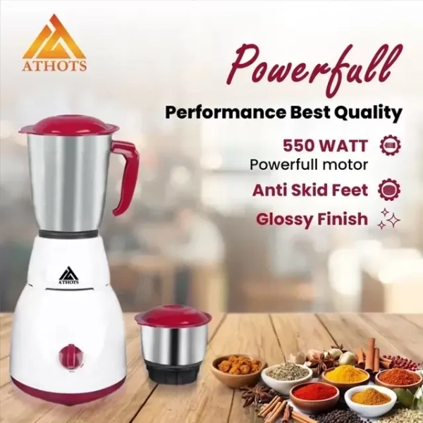 550W Juicer Mixer Grinder (2 Jars, Red)