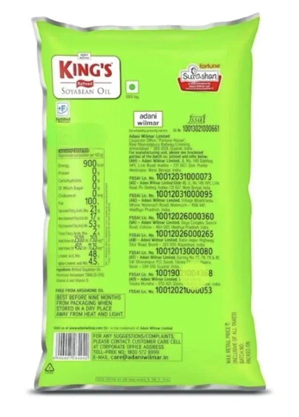 Kings Refined Soyabean Oil 800 g (Pouch)