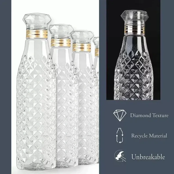 Plastic Water Bottles (1000 ml, Set of 3) (Transparent)