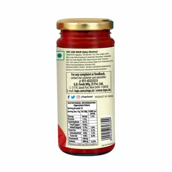 Tops Schezwan Hot Spicy Chutney 250 g