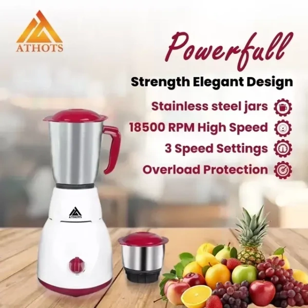 550W Juicer Mixer Grinder (2 Jars, Red)