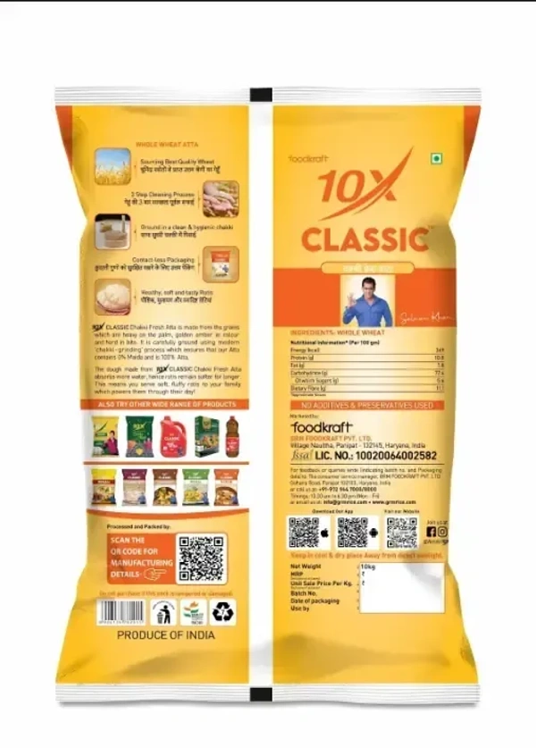 10X Classic Chakki Fresh Atta 10 Kg