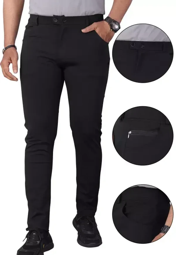 Combo of 2 Trendy Flat Front Trouser for Men with 4 Pocket in Combo offer Mo - 34