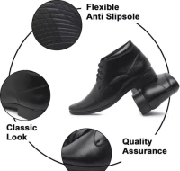 Synthetic Leather Ankle Formal Shoes Men || Office Shoes For Men Latest Stylish || Chukka Boots Men || Party Wear Long Shoes For Men Long Boots Lace Up For Men (Black) Mo - IND-10