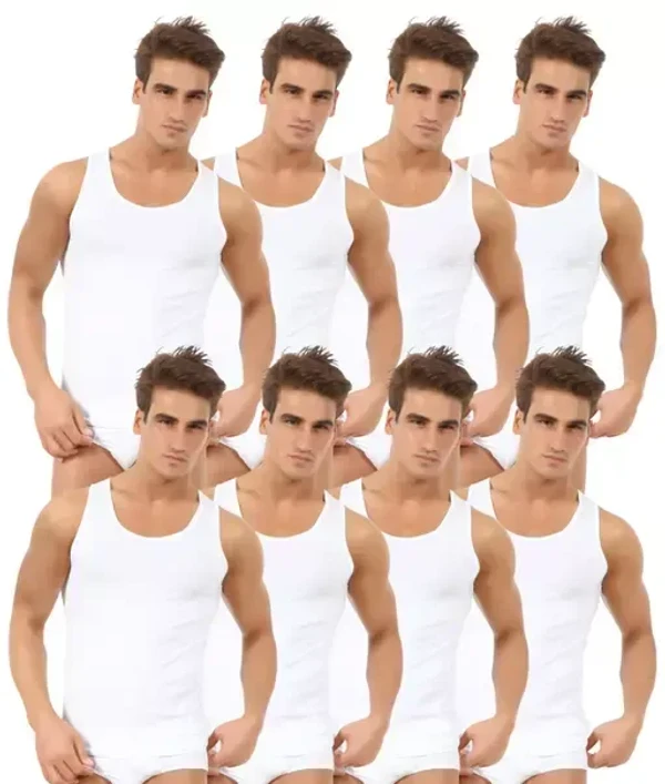 Men’s Cotton Vest White Color Innerwear Combo Pack Of 8 Mo - M