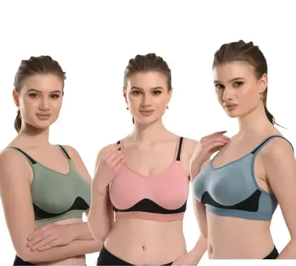 Fancy Women Cotton Sports Bra Multicolor Mo - 28B