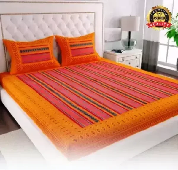100% Cotton Rajasthani Jaipuri Double bed Size #Bedsheets Set of 1 Double #Bedsheets with 2 Pillow Covers (Multicolour) - 180 TC Mo - Double