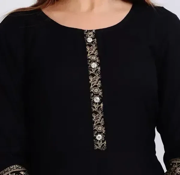 Women Printed, Solid Kurta Sy (Black) - S