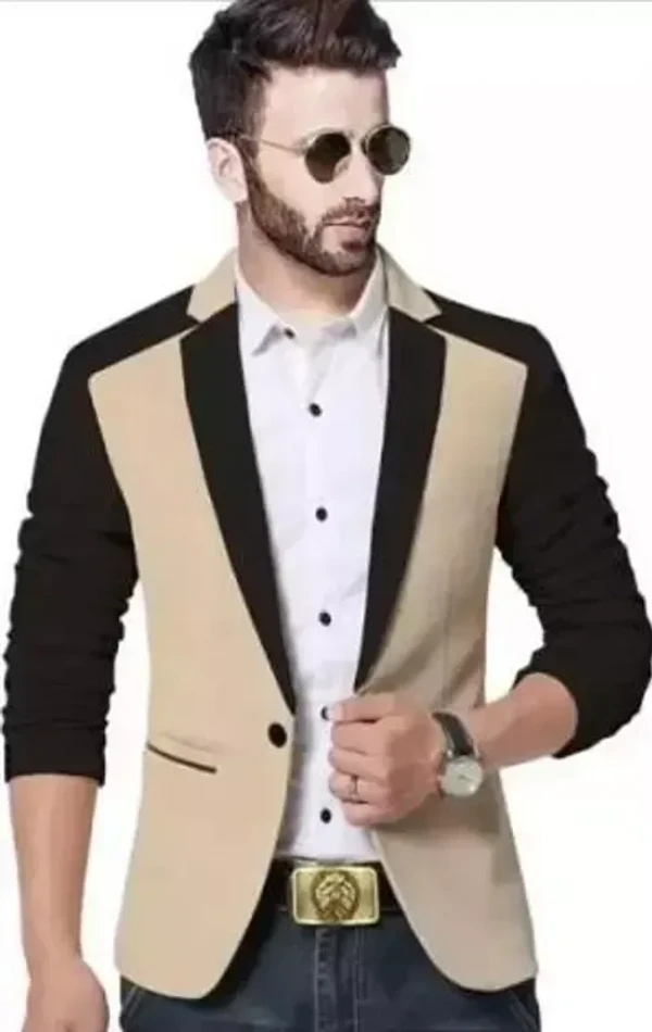 Men Solid Single Breasted Casual, Festive & Wedding Blazer Mo - L