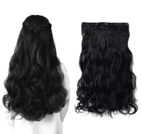 BLEZZIA Hair Extension 5 clip-in Synthetic Straight Women & Girls 26 inch Natura Mo - Free Size