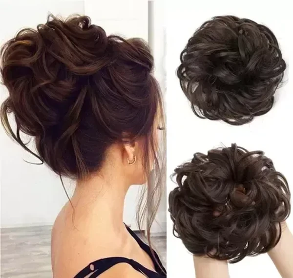 Glorious Look Curly Rafal Bun Juda Brown Colour 35 (gm) For Women Girls Bridal Instant Ready For Party Wedding Anniversary Family Function Fashionable Hair Mo - Free Size