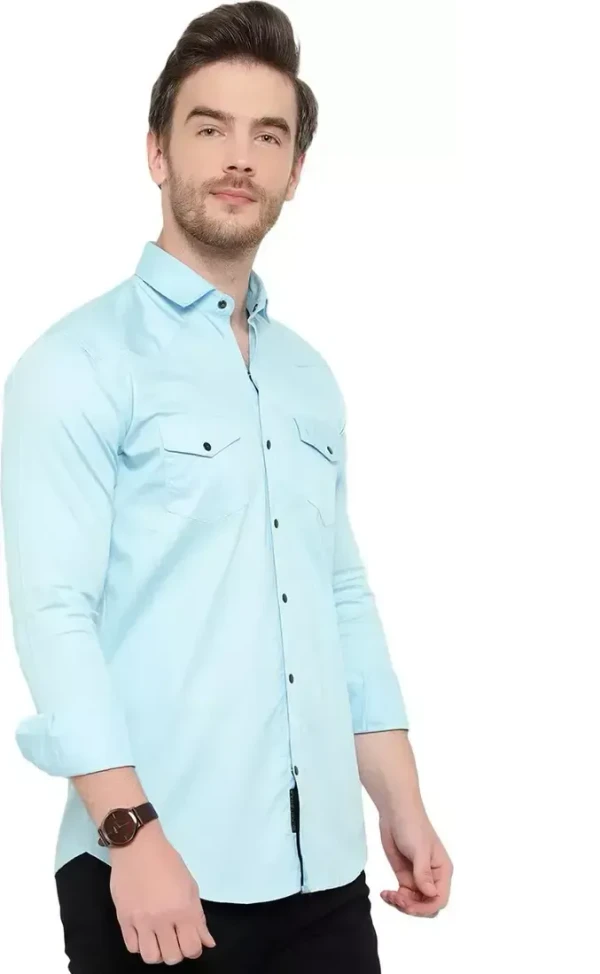 GRITSMAD Men Fashion Solid Casual Spread Shirt - L