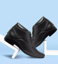 Synthetic Leather Ankle Formal Shoes Men || Office Shoes For Men Latest Stylish || Chukka Boots Men || Party Wear Long Shoes For Men Long Boots Lace Up For Men (Black) Mo - IND-10