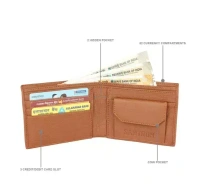SAMTROH Tan Detachable Card Holder , Coin Pocket Artificial Leather Wallet For Men Mo - Free Size