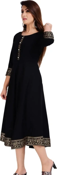 Women Printed, Solid Kurta Sy (Black) - XL