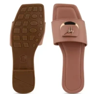 Women Stylish Slip on Fancy Slippers and Flipflops Flats for women signature peach Mo - IND-3