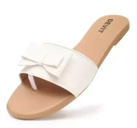 white flat sandals Mo - IND-9